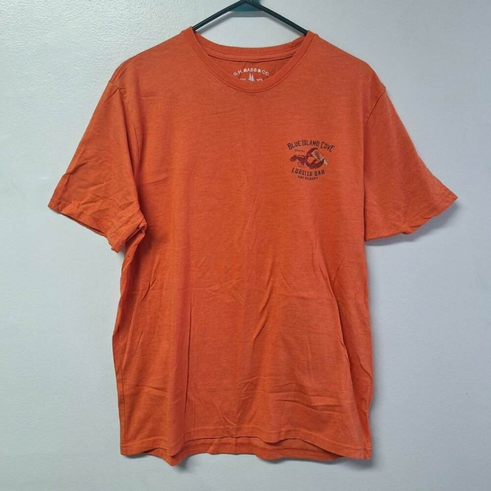 G H Bass & Co Tee Shirt Orange Lobster‎ Bar Island Cove Mens Large Short Sleeve